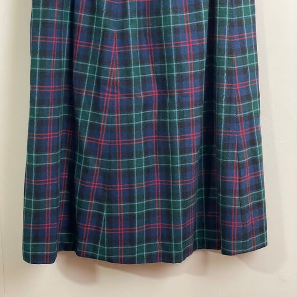 (2) Pendleton L/XL blazer skirt set plaid wool fall blue green dark academia - Picture 10 of 14